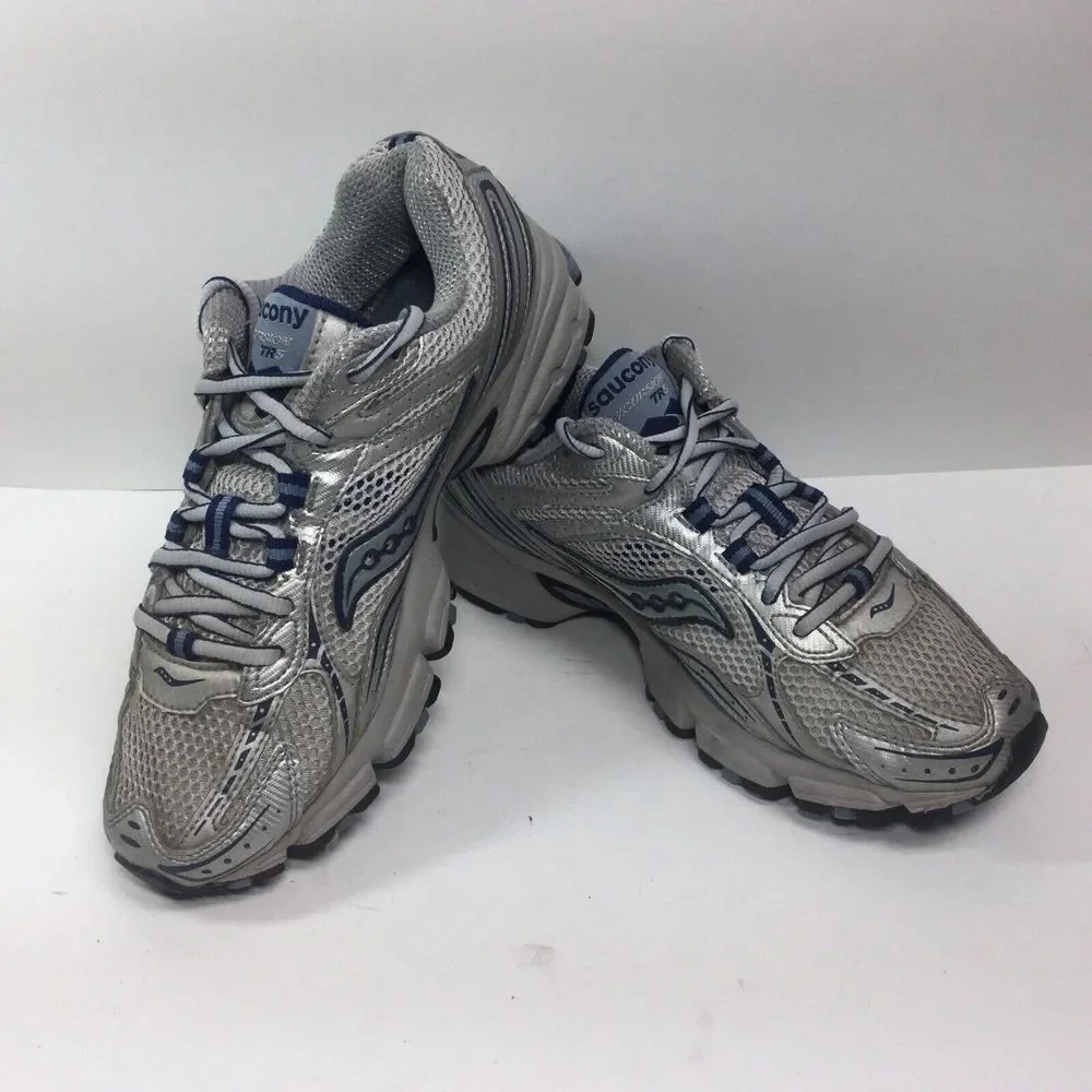 SAUCONY Excursion TR5 Womens Shoes Size 8 Sneakers Silver Blue Running‎ Athletic